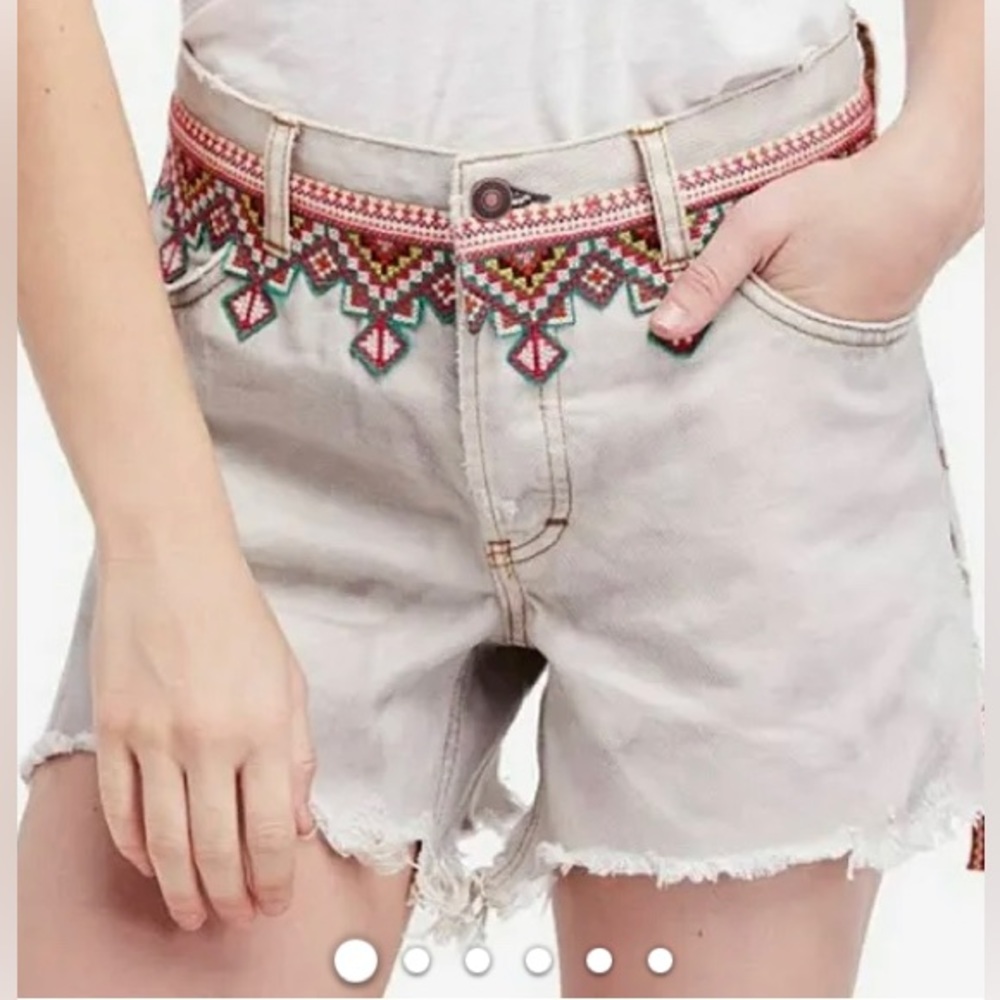 Free People embroidered distressed shorts